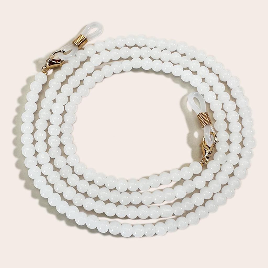 Fine Bead Eyewear Chain - White